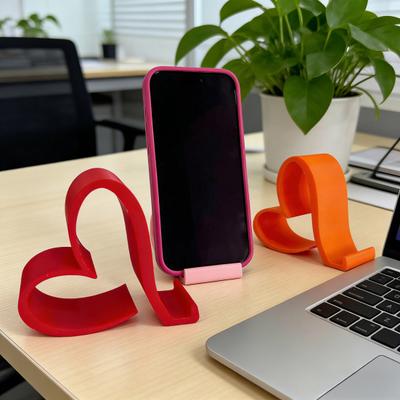 Držák na telefon ve tvaru srdce Roztomilý 3D tištěný stojánek na telefon pro smartphony, tablety, Kindly Romantický stolní držák na mobilní telefon ve tvaru srdce
