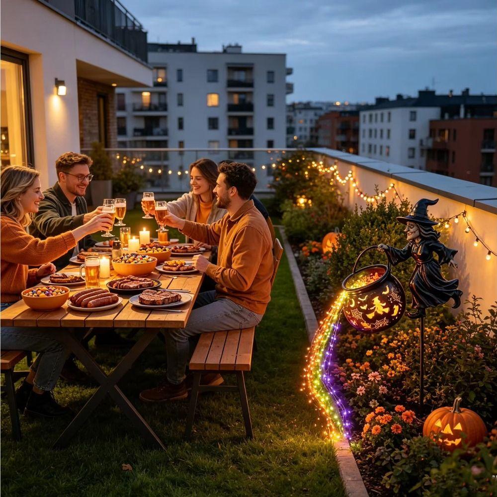 LED LED Flowing Light Colorful Cauldron Stake Light Witches Halloween Light Home Decor