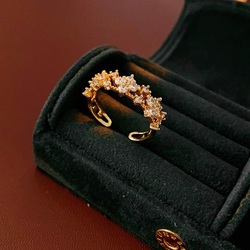 5A Grade Zircon Bauhinia Pattern Open Ring - Luxurious, Versatile, Exquisite Jewelry for Women