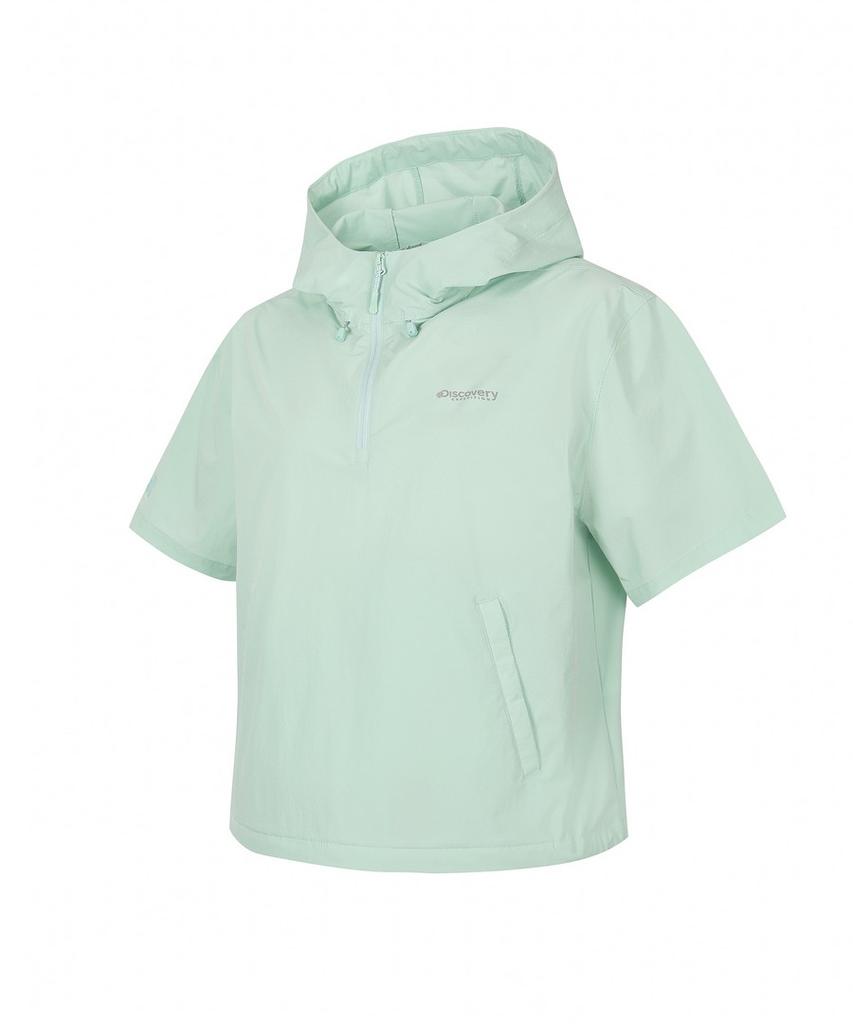 DISCOVERY EXPEDITION Women'S Freshvent Lightweight Woven Training Short Sleeve Hooded Anorak (L/Mint)