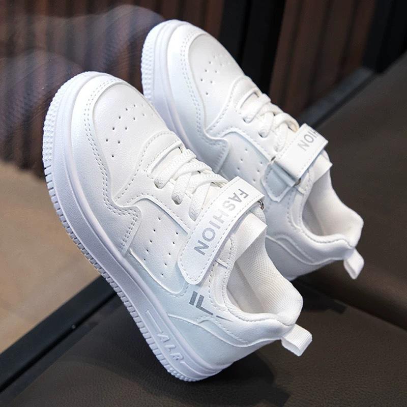 Children's white shoes Student campus summer mesh spring and autumn leather white boys shoes sneakers Girls board shoes