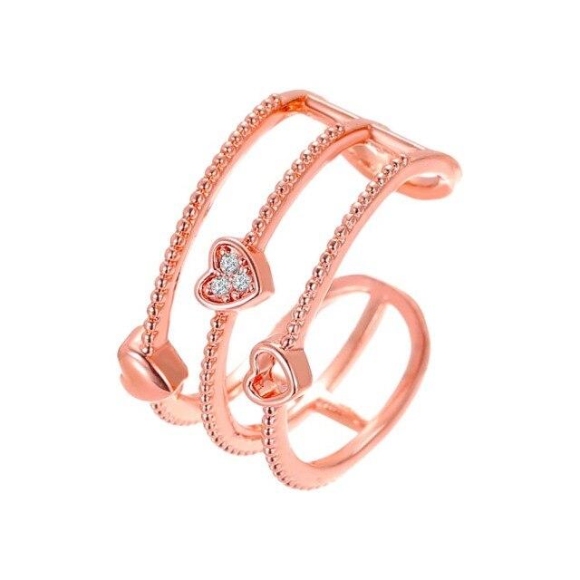 

Простой стиль, 3-слойное кольцо в форме сердца, регулируемые открывающиеся кольца для женщин и девочек, модные медные геометрические украшения на палец руки, подарок на вечеринку