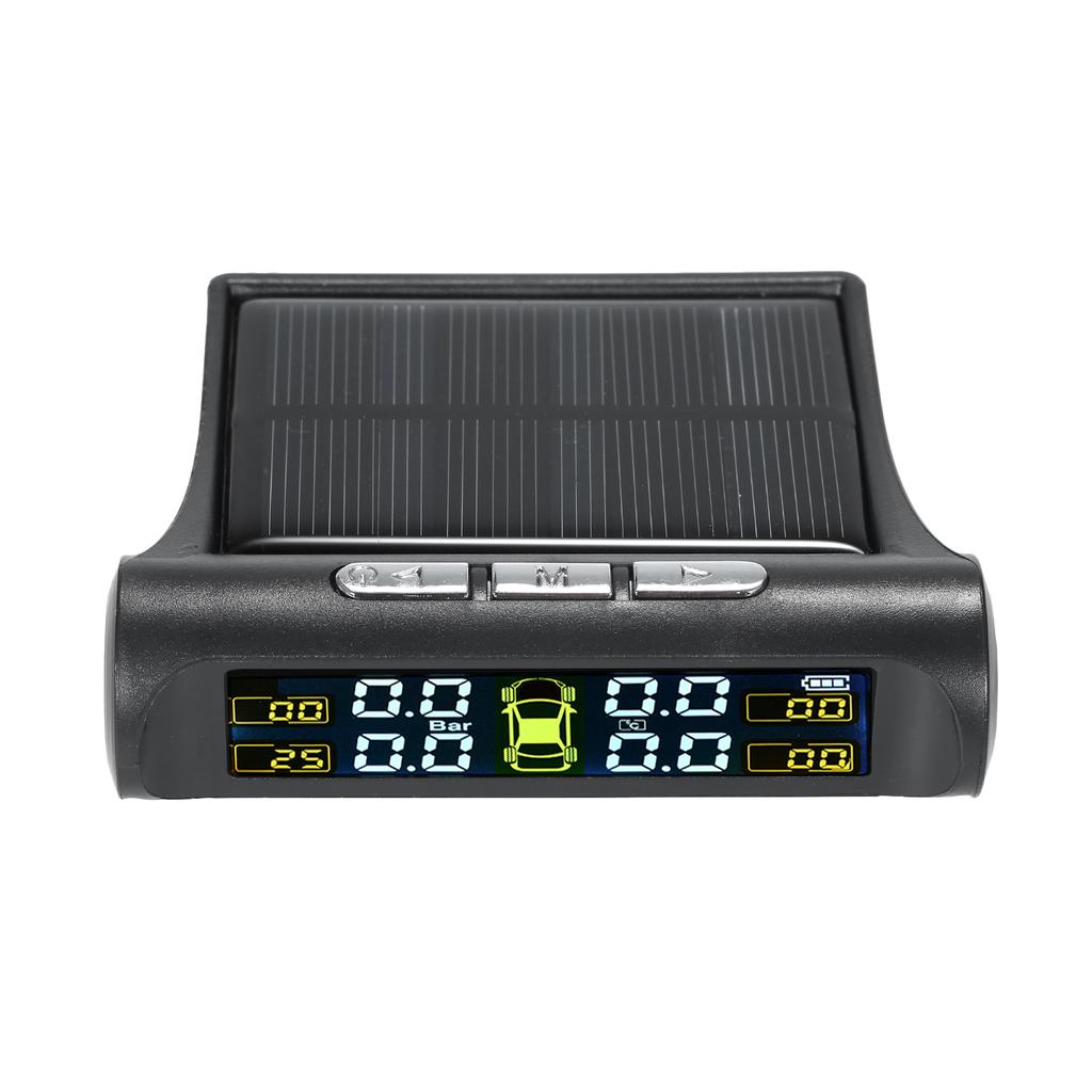 TPMS Senza Fili Per Auto E Camion - 6 Sensori Esterni, Display LCD Solare, Monitoraggio Pressione Pneumatici 0-15 Bar