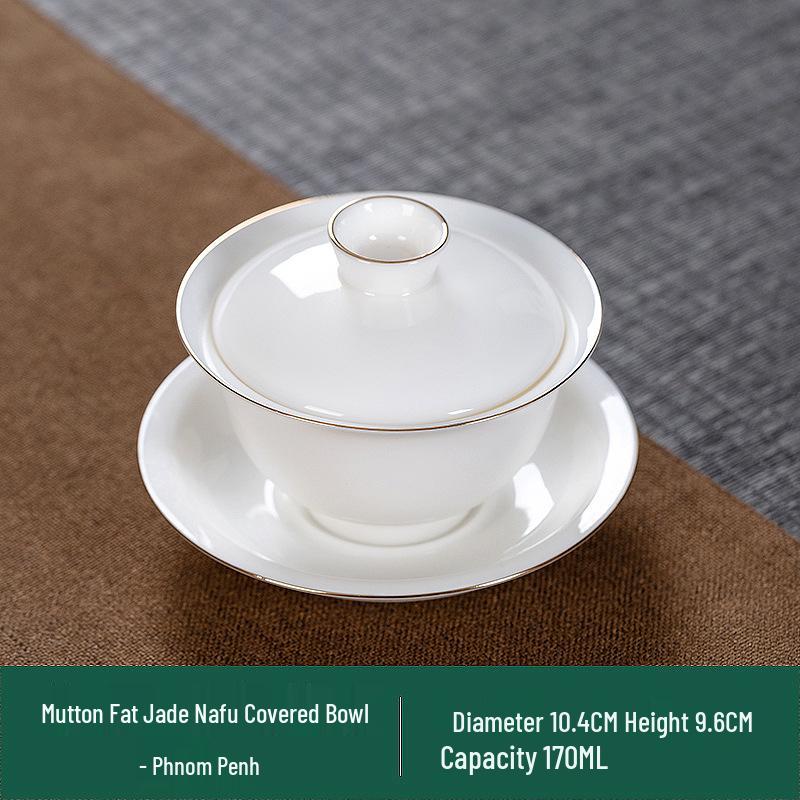 Dehua White Porcelain Gaiwan: Thin Body Sancai Tea Bowl for Kung Fu Tea, Large Ceramic Cup for Home Brewing