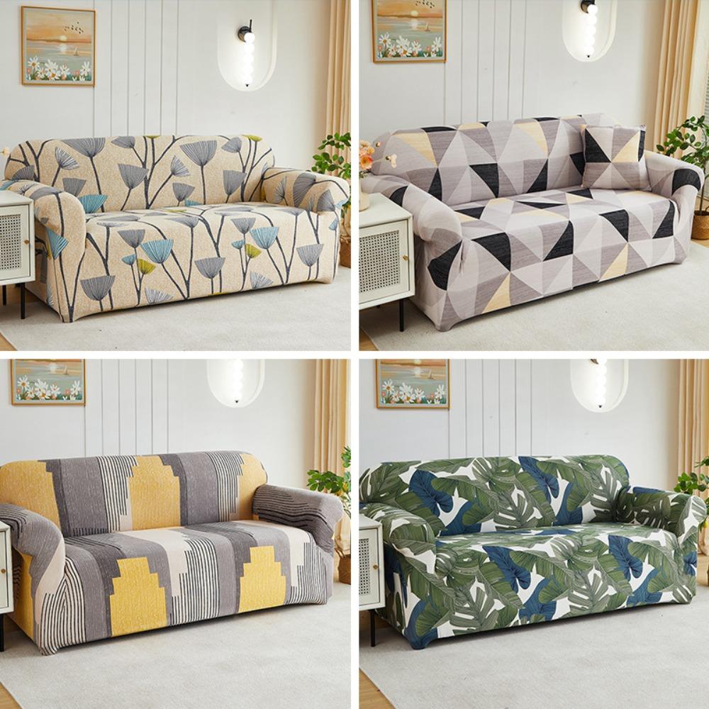 Stretchable Printed Sofa Cover Universal Elastic Slipcouch Full Encasement Soft Fabric Set