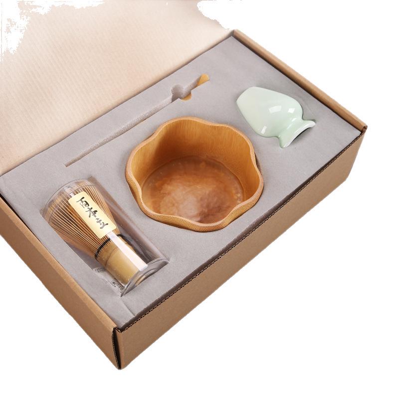 Matcha Tool Set: Chasen Stand & Tea Whisk with White Hon-date, Inspired by Song Dynasty, in Japanese Gift Box
