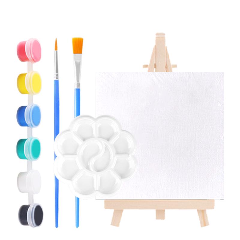15x15 Beginner Drawing Board & Easel Set: 6-Piece Children s Acrylic Paints with Plum Blossom Palette