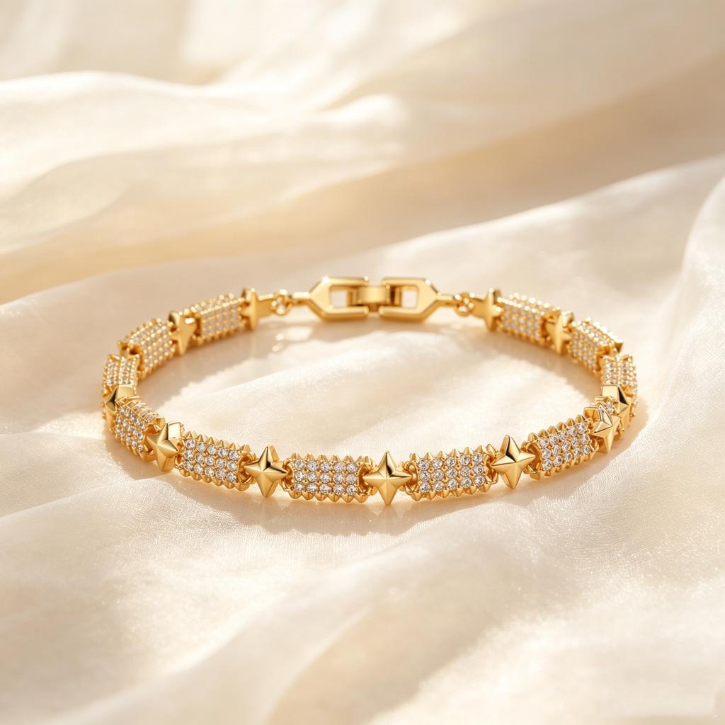 Dainty Geometric Cubic Zircon Bracelets for Women Gold Plated Star Chain Bracelet Classic Fashion Little Luxury Jewelry Gifts