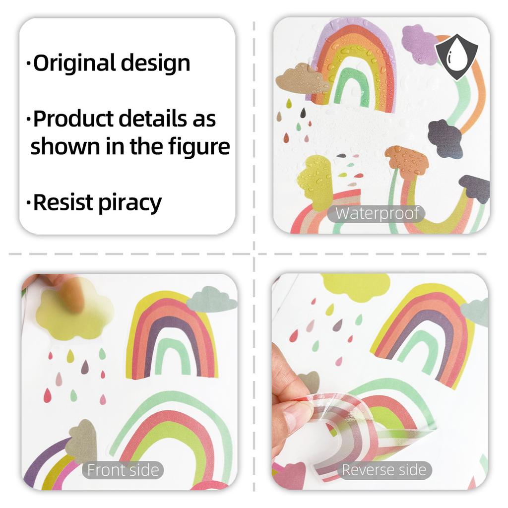 Cute Cartoon Rainbow Rainy Wall Stickers Self-adhesive Wallpaper for Children's Bedroom Baby Room Furniture Interior Decoration