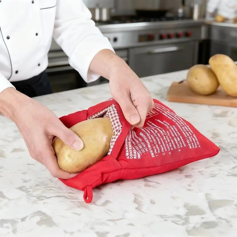 Microwave Potato Bag Reusable Express Microwave Potato Cooker Bag Baked Potato Cooker Perfect Potatoes 4 Minutes Red Baked Pouch