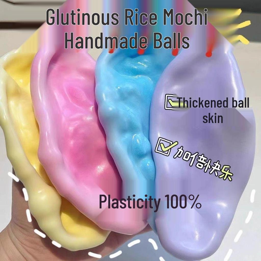 Glutinous Rice Mochi Pinch Hand-Made Stress Ball – Jiggly, Sticky, and Noisy Decompression Toy