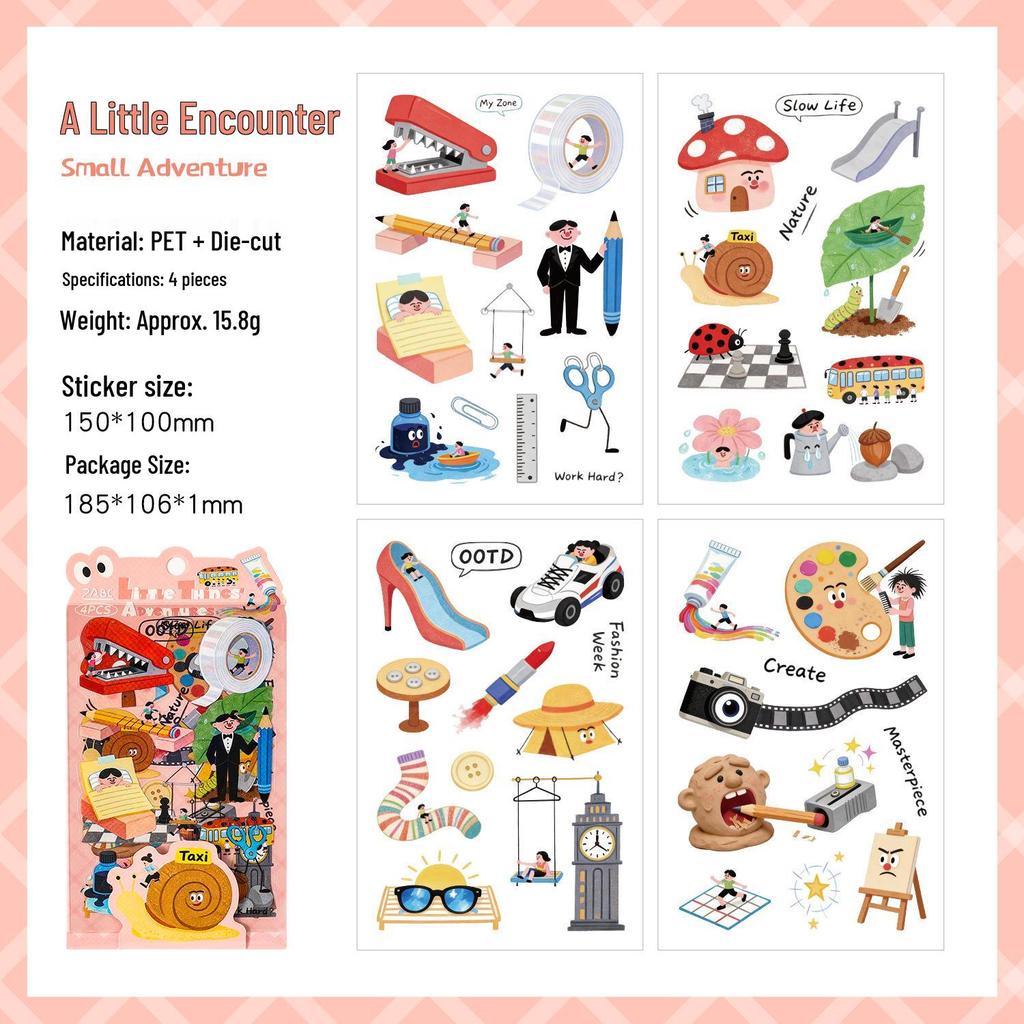 New Cartoon PET Journal Stickers for Kids - Daily Fun DIY Materials