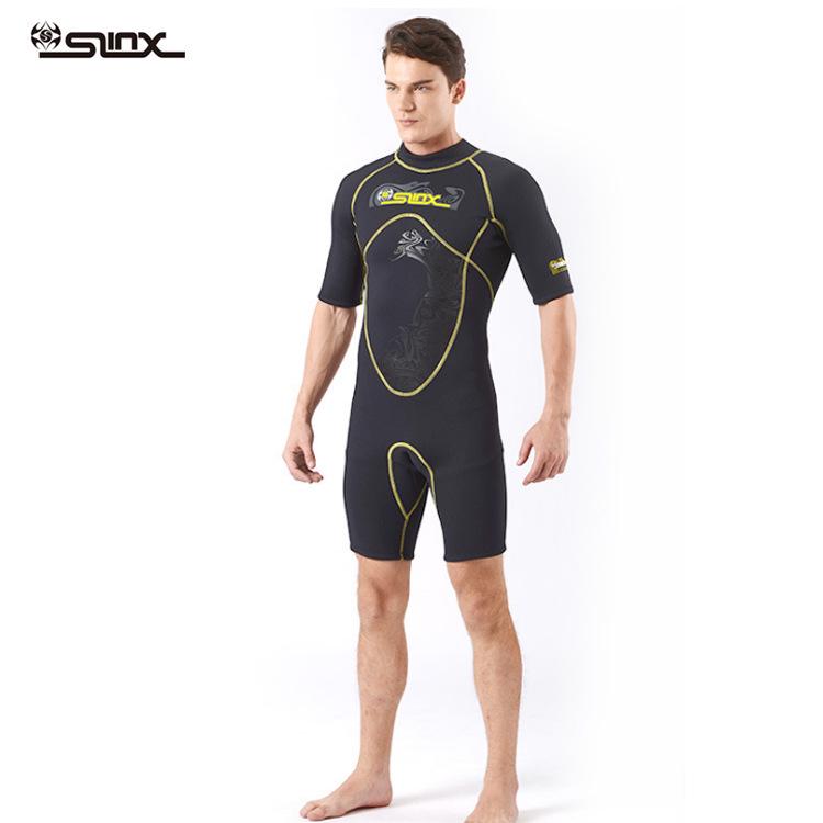 SLINX Men's 3mm Short Sleeve Wetsuit with Back Zipper, High-Quality Fabric for Warm Scuba Diving