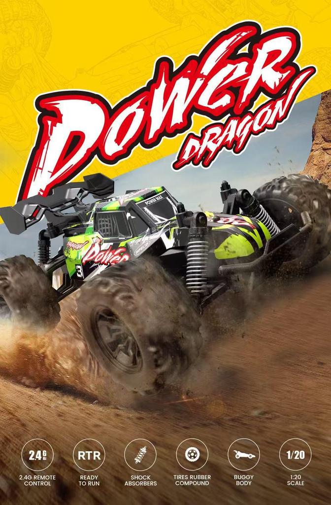Remote Control 1:20 4WD Off-Road Big Foot Racing Car, High-Speed Climbing Toy, 2.4G