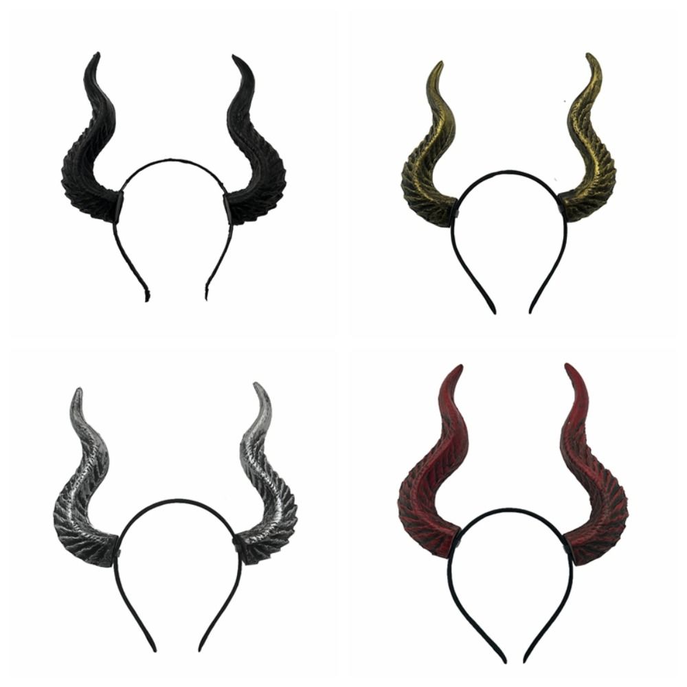 PU Cosplay Hairband Ox Horn Halloween Hair Hoop Halloween Horns Headband  Stage Performance Props