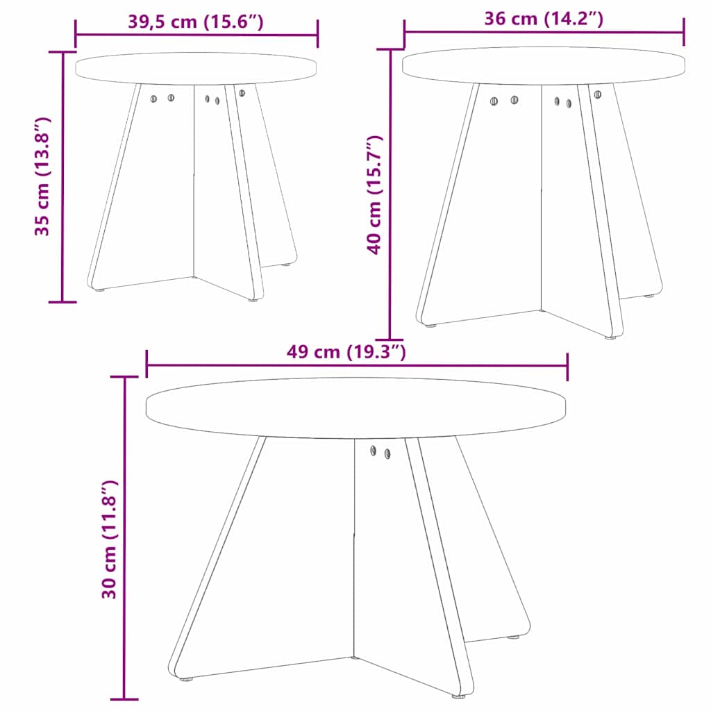 Coffee Table Set 3 pcs White