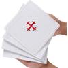 4 Pack Altar Supplies Linen Corporal for Churches Set(Pall,Corporal,Purificator,Towel),White Linen Altar Cloth Red Cross Embroidery,Mass Kit Catholic