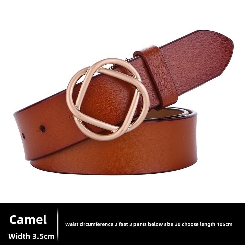 Leather Female Waist Belt With Smooth Snap Closure For Daily Outfits