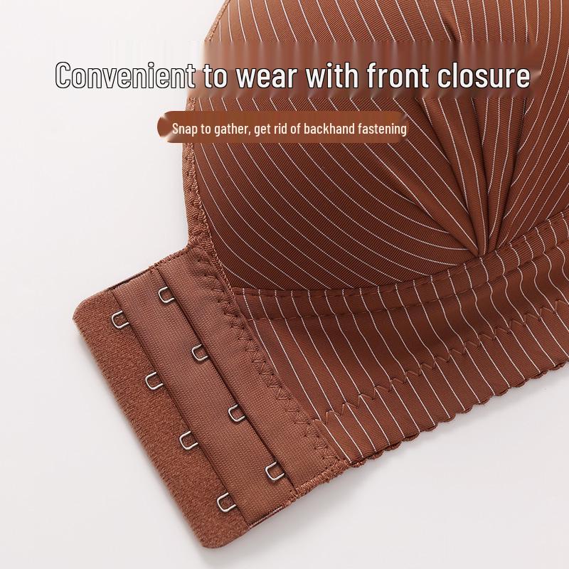 Plus Size Front Closure Wireless Push-Up Bra for Middle-Aged & Elderly with Side Support