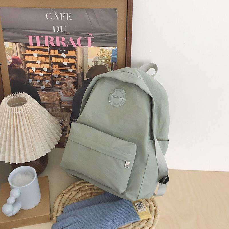 Spring New Nylon Lightweight Sports Backpack Ins Large Capacity Solid Color Student Schoolbag Casual Backpack