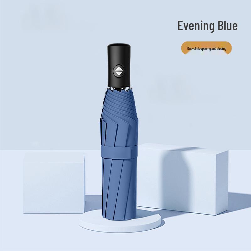 24-ribbers automatisk stormbestandig sammenleggbar paraply for sol og regn