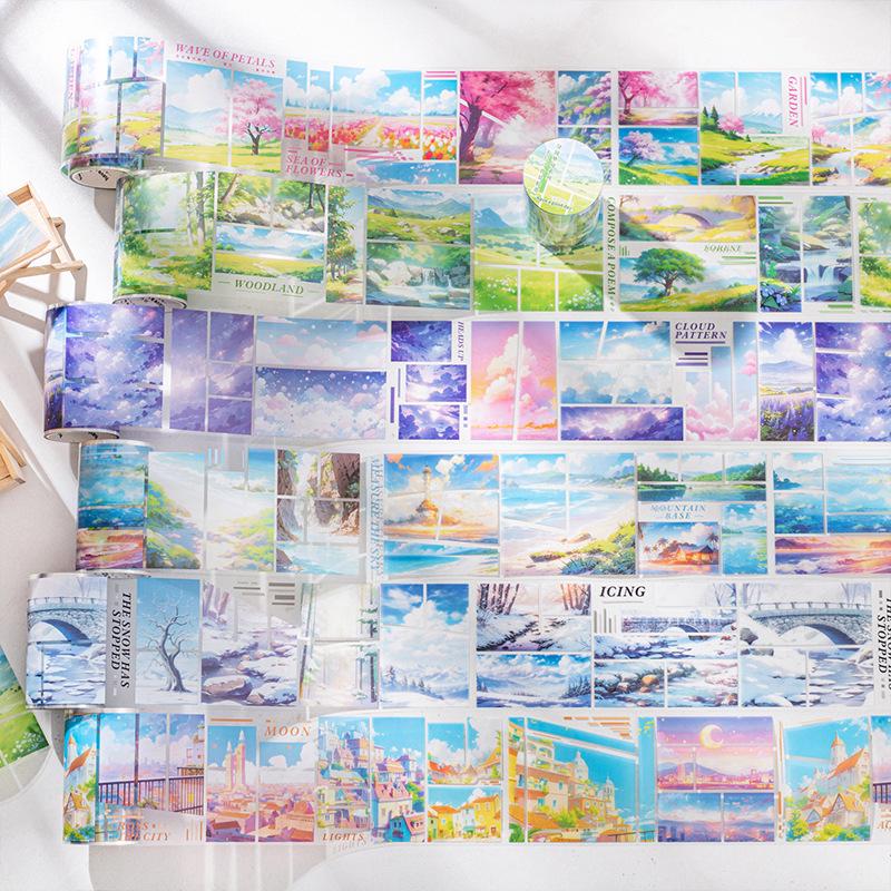 Beautiful Day PET Tape: Large Background, Dream Series, 6 Styles for Journals and Collages