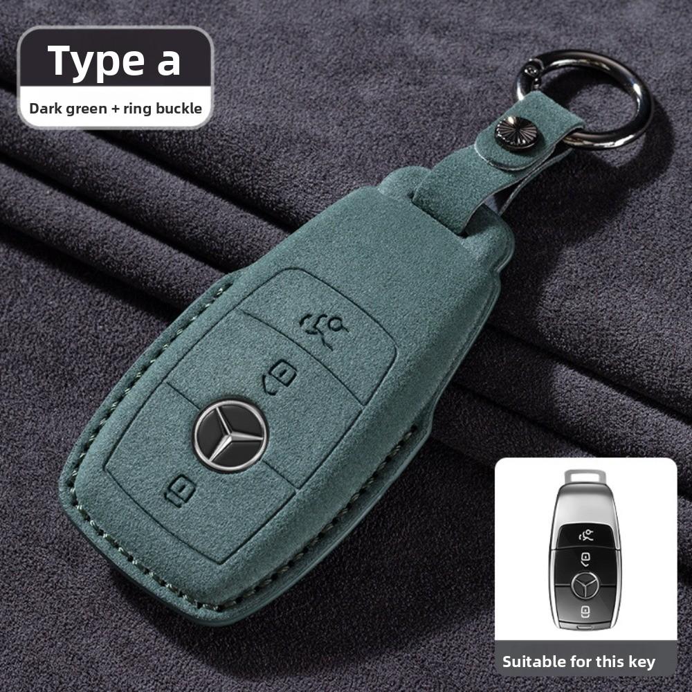 For Mercedes E300L Key Cover GLC260 Leather Case for Men E260L Car Accessories Suede Flip