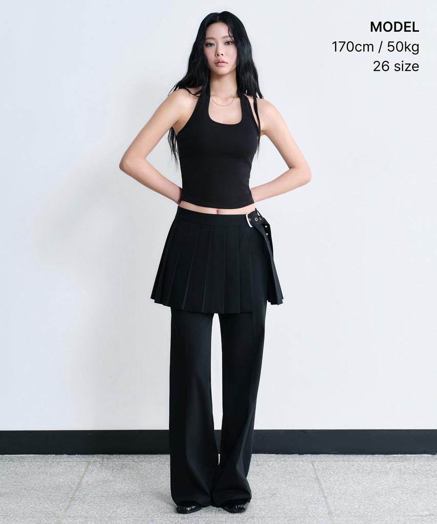 MUSINSA STANDARD WOMAN Women'S Detachable Pleated Mini Skirt Slacks [Black]