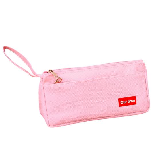 Canvas Pencil Case for Students Large Capacity Double-Layer Pen Bag Waterproof Portable Stationery Organizer for School Office