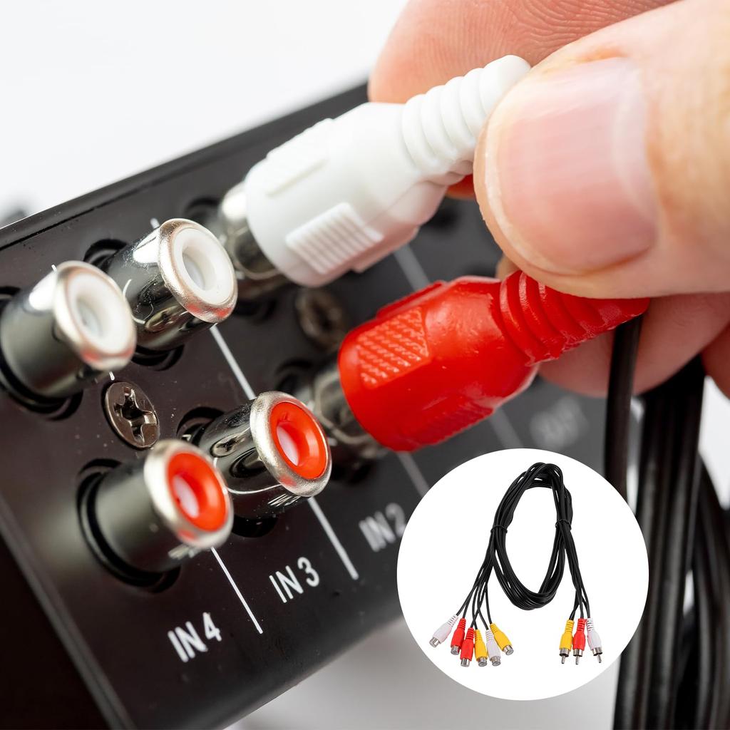uxcell AV Audio Video Splitter 3 RCA Jack to 6 RCA 5 Composite Video Splitter Adapter Output Cable 2-Pack Cable, Jack, Feet,