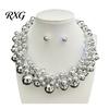 Chunky Faux Pearl Jewelry 1 Set Jewelry, Beaded Choker And Vintage Necklace Earrings, Metallic for Women Dinner Parties Wedding