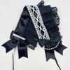 Pearl Lolita Lace Headband Ribbon Bow Maid Cosplay Headdress Cute Ruffled Hairband  Cosplay