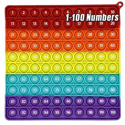 1-100 Zahlen Lernen Mathematik Zählspiele Pop Toys, Silikon Popping Mat Push Bubble Lernspielzeug für Kinder im Vorschulalter
