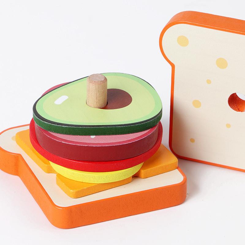 Kids Food Wooden Set With Sandwich And Burger For Interaction Play Learning And