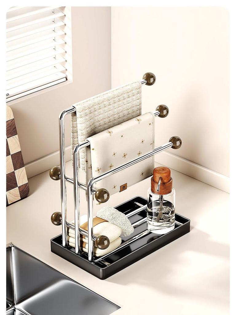 Stainless Steel Multifunctional Kitchen Rack for Cloth & Sponge Storage