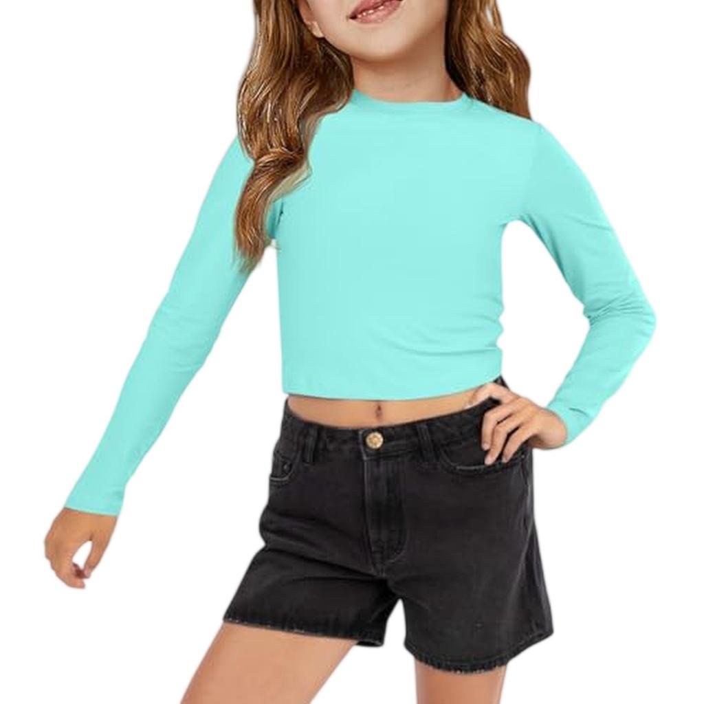 Dětské zkrácené topy Dívčí trička s dlouhým rukávem Módní top