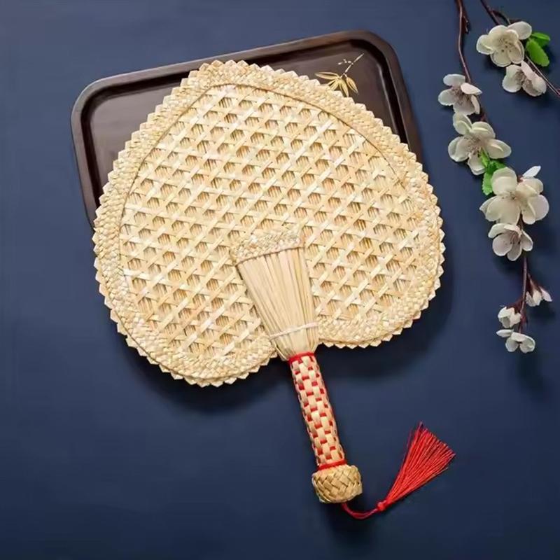 1Pcs Round Natural Pushan Environmentally Friendly Chinese Style Decorative Diy Woven Fan Cooling Fan Home Decoration Hand Fans