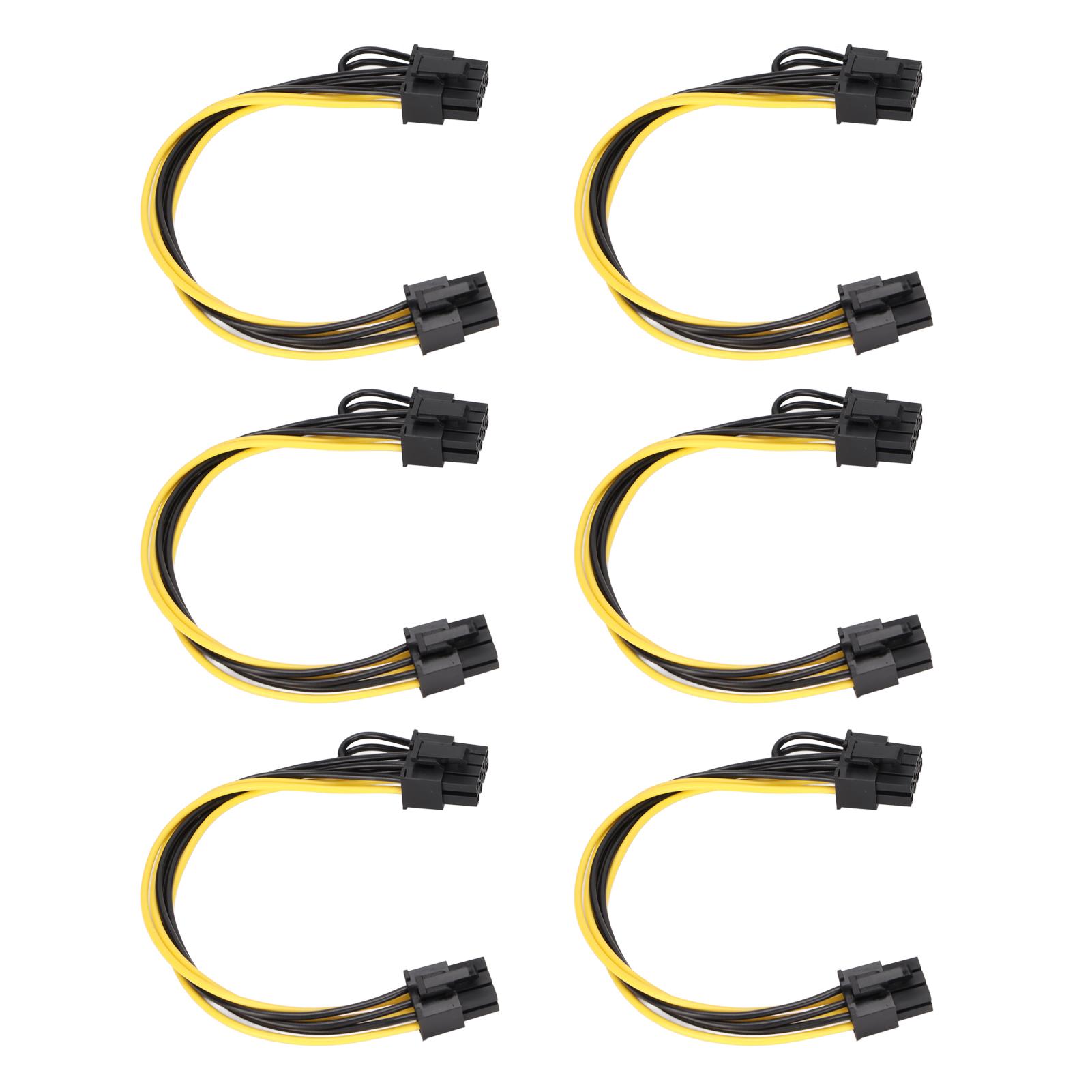 

6 шт. кабелей питания графического процессора PCIE 6Pin на 8Pin Male to Male 20 см Аксессуары для блока питания