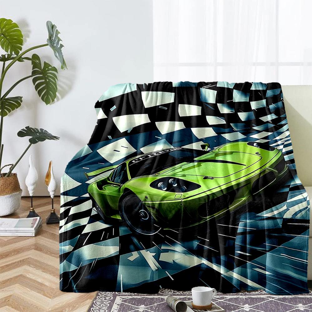 Racing Theme Printed Blanket - Perfect for Couch, Bed, Travel & Outdoor Use | Machine Washable, Cozy & Durable.