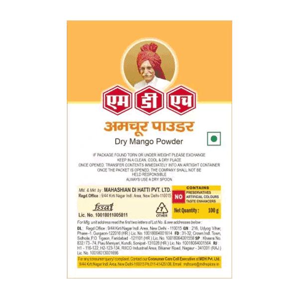 MDH Amchoor Powder 100 G Pouch For Tangy Flavor Spice Seasoning Enhances Curries Chutneys Soups Snacks