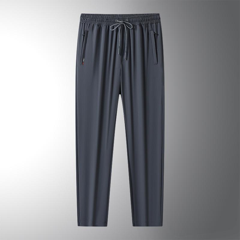 Summer Thin Trousers Men's Loose Sweatpants Fat Breathable Elastic Quick-drying Closed Straight Casual Pants