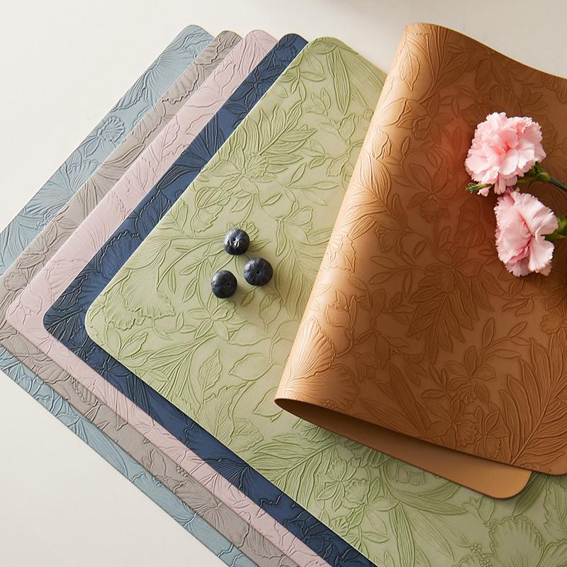 Creative Anti Slip Nordic Style PVC Leather Western Placemat Rectangle Square Insulated Table Mat Easy To Clean Bowl Cup Mat