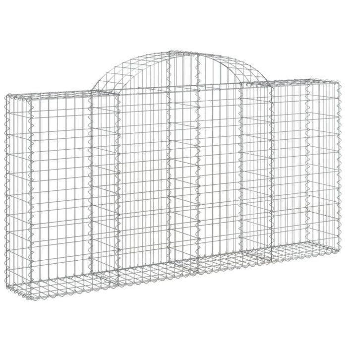 VidaXL Paniers à gabions arqués 8 pcs 200x30x100/120 cm Fer galvanisé, gabion, cage de gabion, panier de mur de gabion, mur 3146116