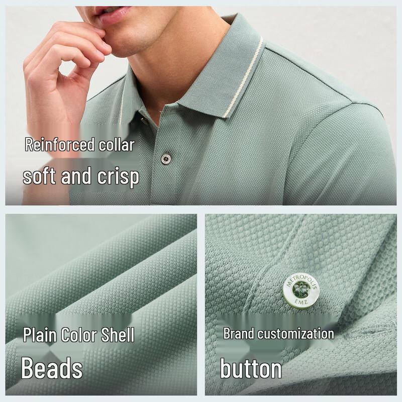 EMZ Men's Cooling Breathable Long-Staple Cotton Polo Shirt