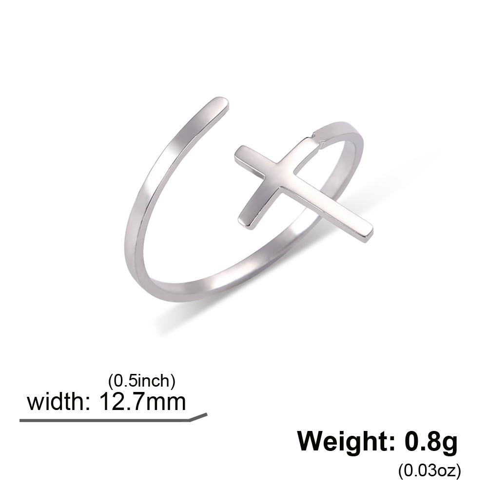 Cazador Christian Cross Open Rings for Women Stainless Steel Christian Jewelry Adjustable Finger Rings Birthday Valentine Gift resizable серебряный