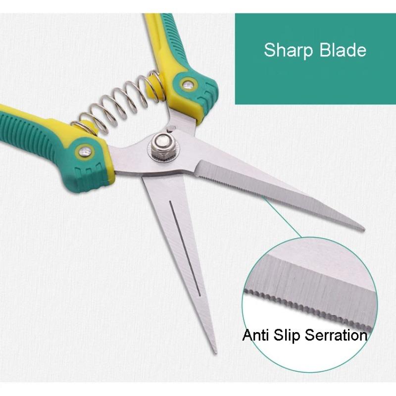 Straight Head Stainless Steel Sharp Slim Blade Labor-Saving Pruning Shears TPR Handle Household Garden Scissors Bonsai Plants