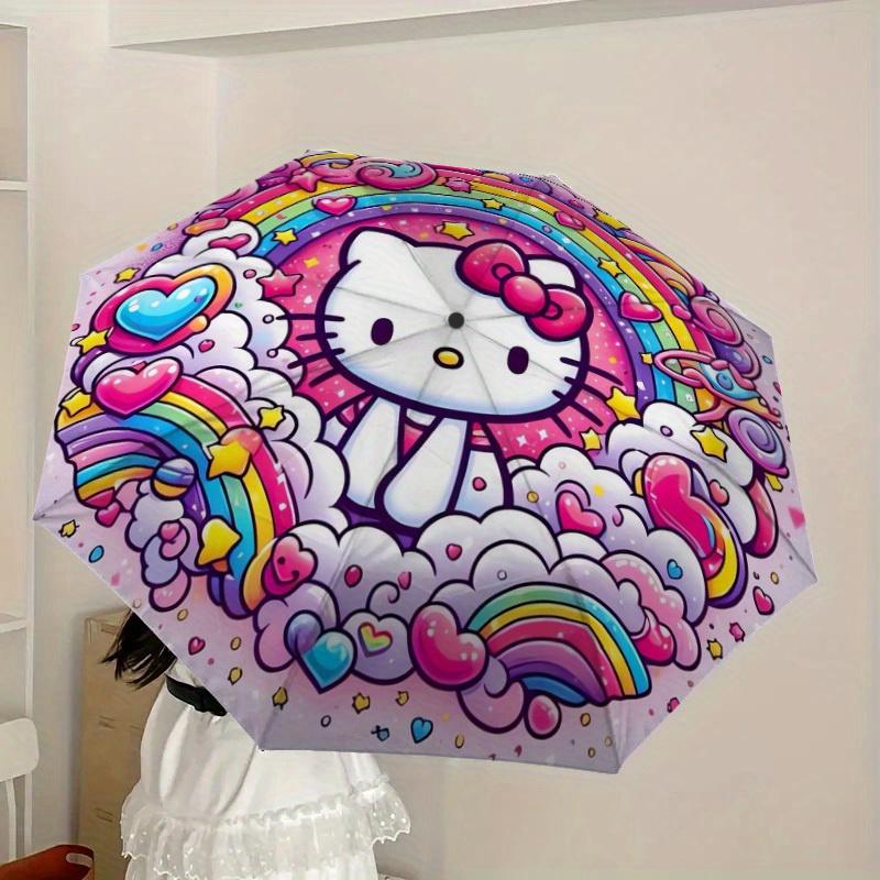 1pc Hello Kitty Rainbow Clouds Umbrella with Plastic Handle,Suitable for All Seasons Home Travel Outdoor UmbrellaSanlio531
