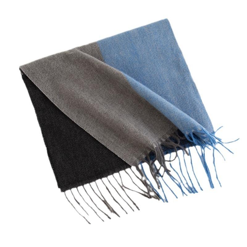 Winter Plaid Color Blocked Imitation Cashmere Scarf for Men High End Versatile Warm Shawl and Scarf