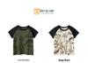27kids Boys' Dinosaur Cartoon Raglan T-Shirt, 2025 Summer Collection.