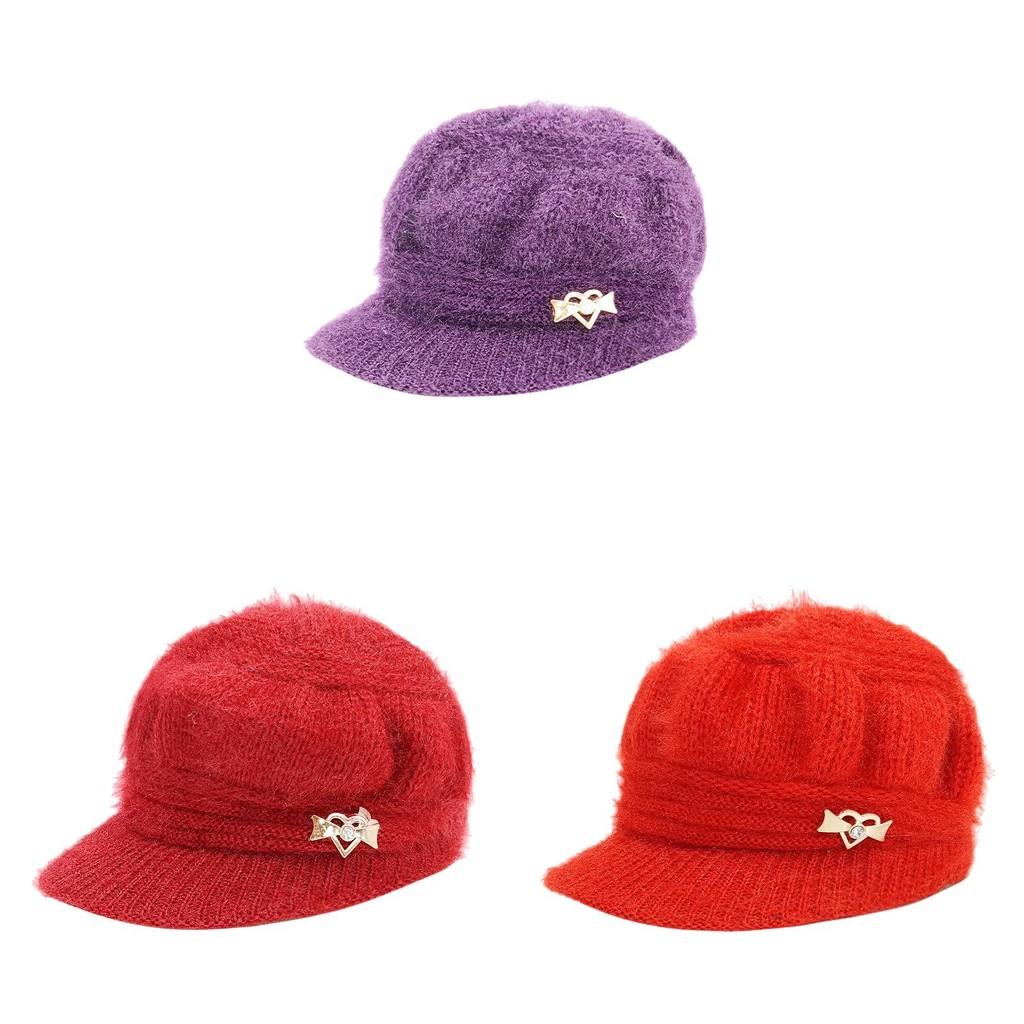 Knitted Embellished Heart Hat Winter Warm Thickened Pumpkin Cap Gift Outdoor